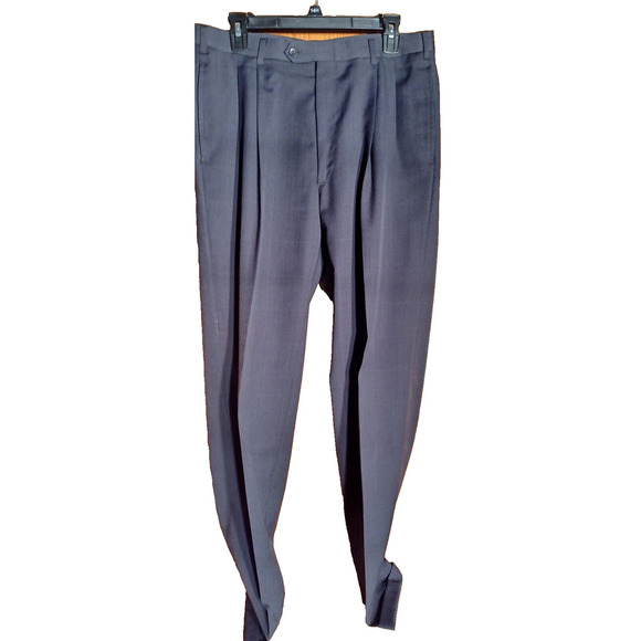 VTG PIERRE CARDIN MENS SUIT XL Pleated Trousers and 2 Button Coat Dark Gray Grid - Picture 7 of 11